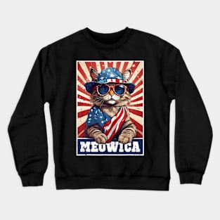 Meowica 4Th Of July Cat American Flag Cat ny 4Th Of July Crewneck Sweatshirt